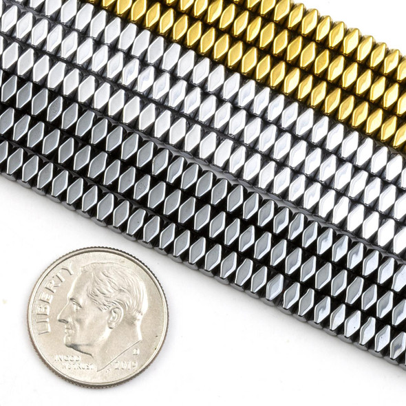 Cherry Tree Beads Hematite 2x4mm Faceted Square Heishi Beads - 15.5 inch strand 