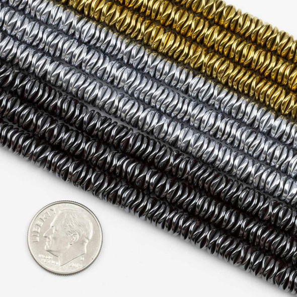 Cherry Tree Beads Hematite 1x6mm Faceted Heishi Beads - 15.5 inch strand 