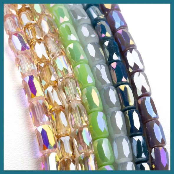 Crystal 4x6.5mm Faceted Tube Beads - 8 inch strand