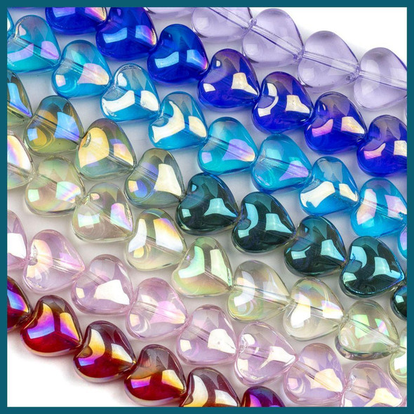 Cherry Tree Beads Glass 8mm Heart Beads - 8 inch strand 