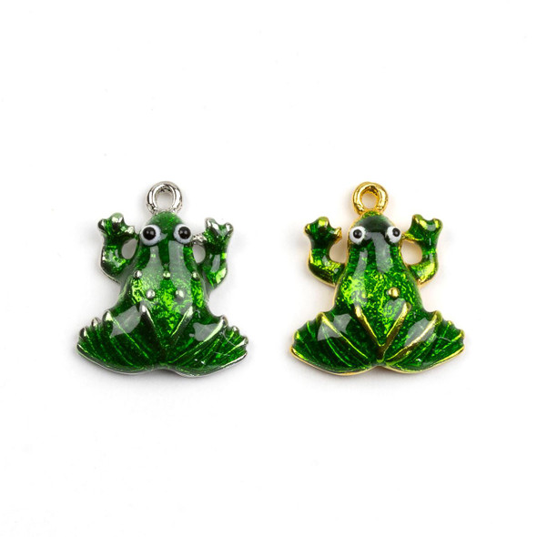 Cherry Tree Beads 14.5x17mm Enameled Brass Frog Charms - 4 per bag 