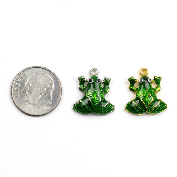 Cherry Tree Beads 14.5x17mm Enameled Brass Frog Charms - 4 per bag 