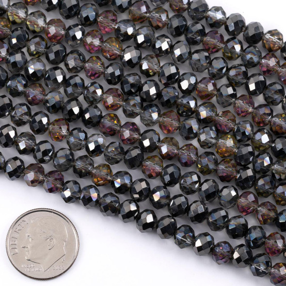 Cherry Tree Beads Crystal 5x6mm Gun Metal Kissed Blackberry Faceted Rondelle Beads - 15 inch strand 