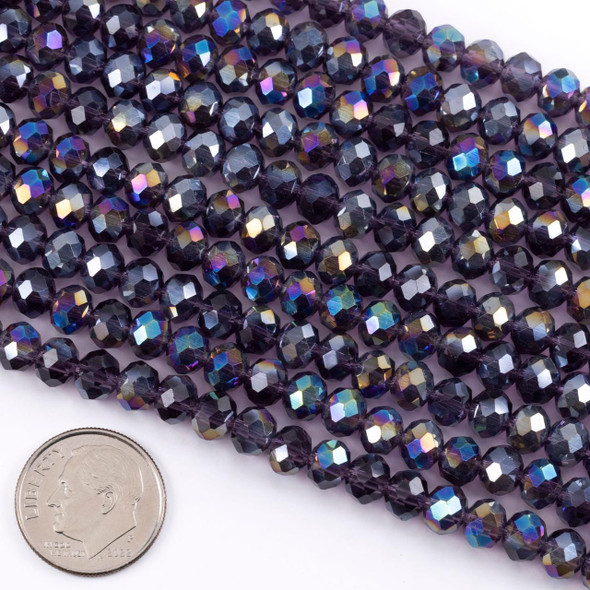 Cherry Tree Beads Crystal 5x6mm Lilac Purple Faceted Rondelle Beads with Rainbow AB finish - 15 inch strand 