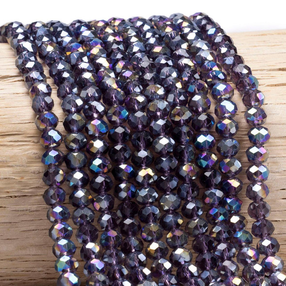 Cherry Tree Beads Crystal 5x6mm Lilac Purple Faceted Rondelle Beads with Rainbow AB finish - 15 inch strand 