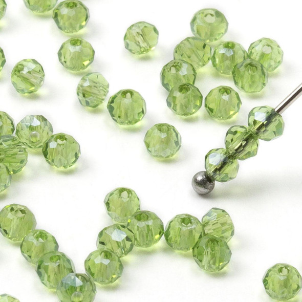 Cherry Tree Beads Crystal 2.5x3mm Light Green Faceted Rondelle Beads - 15 inch strand 