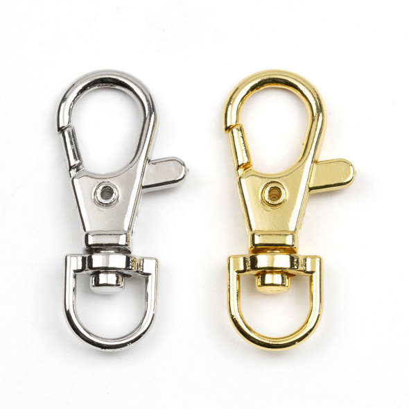  Stainless Steel 15x38mm Keychain Lobster Clasp with Swivel D Ring - 3 per bag 