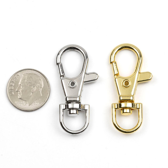  Stainless Steel 15x38mm Keychain Lobster Clasp with Swivel D Ring - 3 per bag 