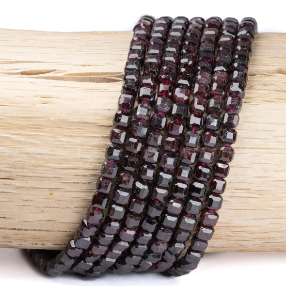 Cherry Tree Beads Garnet 6mm Faceted Cube Beads - 15 inch strand 