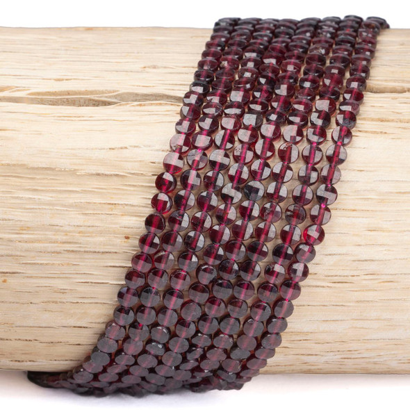 Cherry Tree Beads Garnet 4mm Faceted Coin Beads - 15 inch strand 