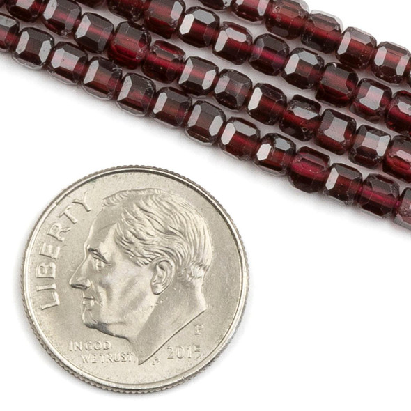 Cherry Tree Beads Garnet 3mm Faceted Cube Beads - 15 inch strand 