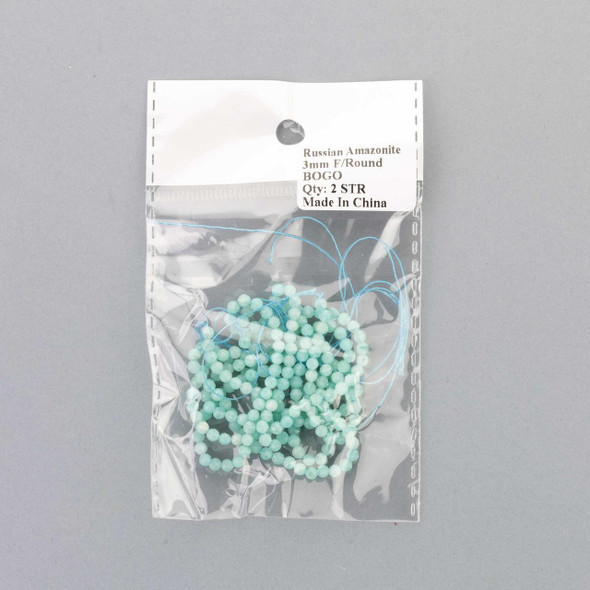 Cherry Tree Beads BOGO Amazonite 3mm Faceted Round Beads - 15 inch strand 
