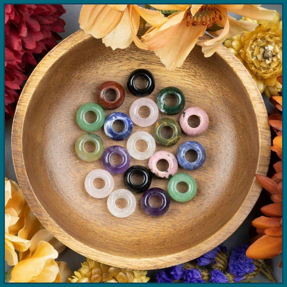  Large Hole Gemstone 8x12mm Rondelle Beads with 6mm Drilled Hole - 6 per bag 