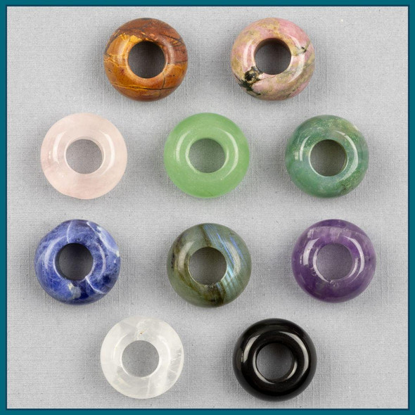  Large Hole Gemstone 8x12mm Rondelle Beads with 6mm Drilled Hole - 6 per bag 