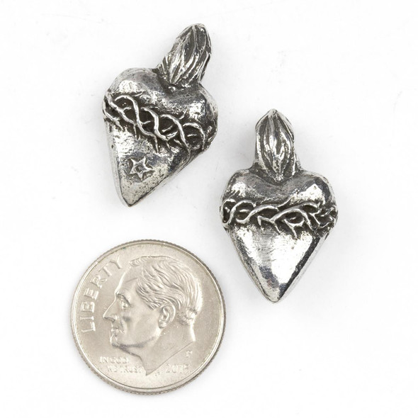  Green Girl Studios Pewter 13x22mm Sacred Heart - 1 per bag 