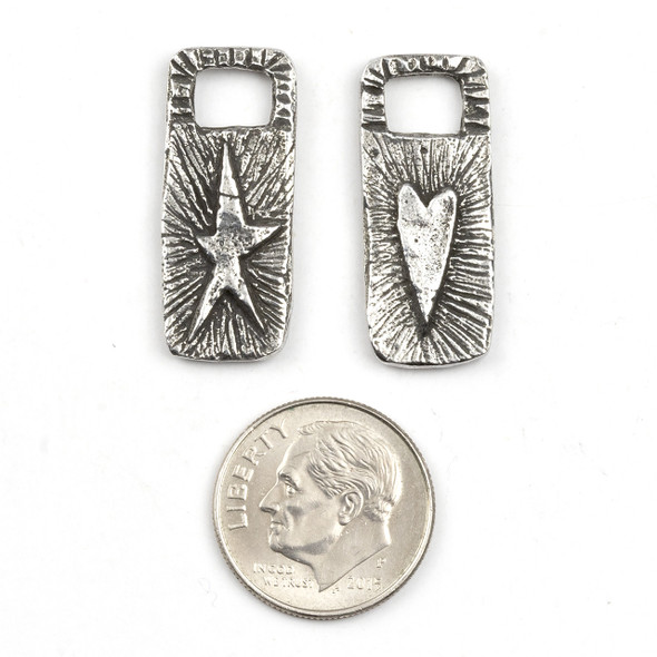 Green Girl Studios Pewter 10x25mm Heart Star - 1 per bag