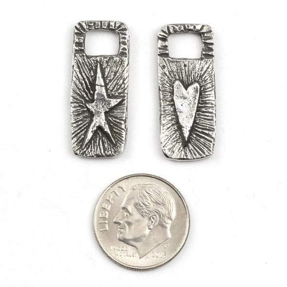  Green Girl Studios Pewter 10x25mm Heart Star - 1 per bag 