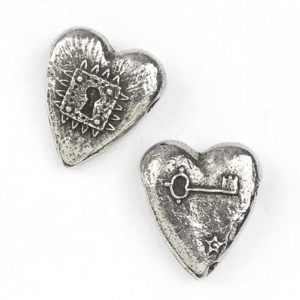 Green Girl Studios Pewter 22x30mm Locked Heart - 1 per bag 