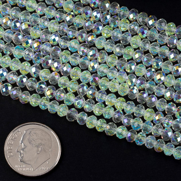 Cherry Tree Beads Crystal 3x4mm Lemon Lime Faceted Rondelle Beads with Golden AB finish - 15 inch strand 