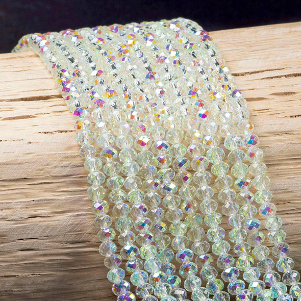 Cherry Tree Beads Crystal 3x4mm Lemon Lime Faceted Rondelle Beads with Golden AB finish - 15 inch strand 