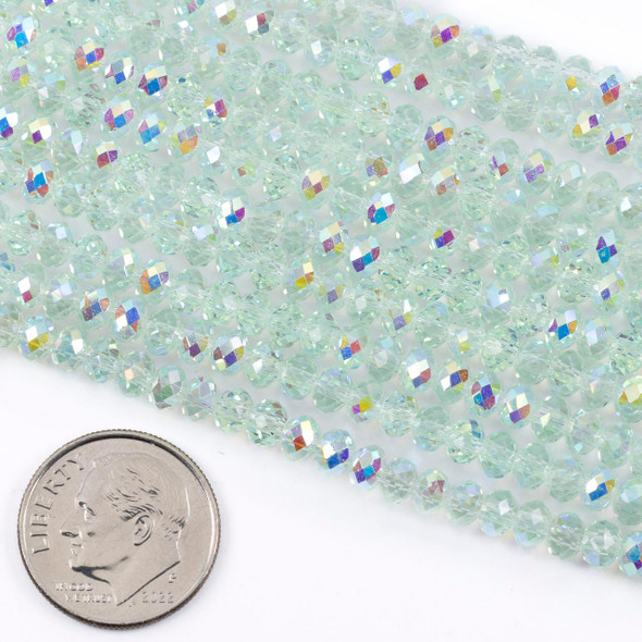 Cherry Tree Beads Crystal 3x4.5mm Light Seafoam Green Faceted Rondelle Beads with AB finish - 15 inch strand 