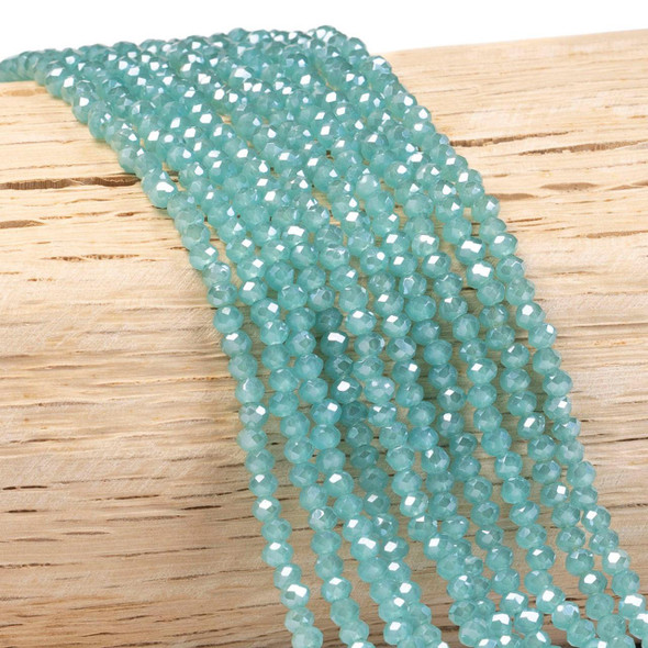 Cherry Tree Beads Crystal 2.5x3.5mm Dark Tiffany Blue Faceted Rondelle Beads - 15 inch strand 