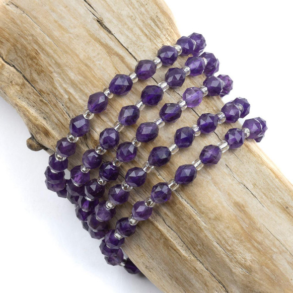 Cherry Tree Beads Amethyst 5.5x6mm Faceted Rice Beads - 15 inch strand 