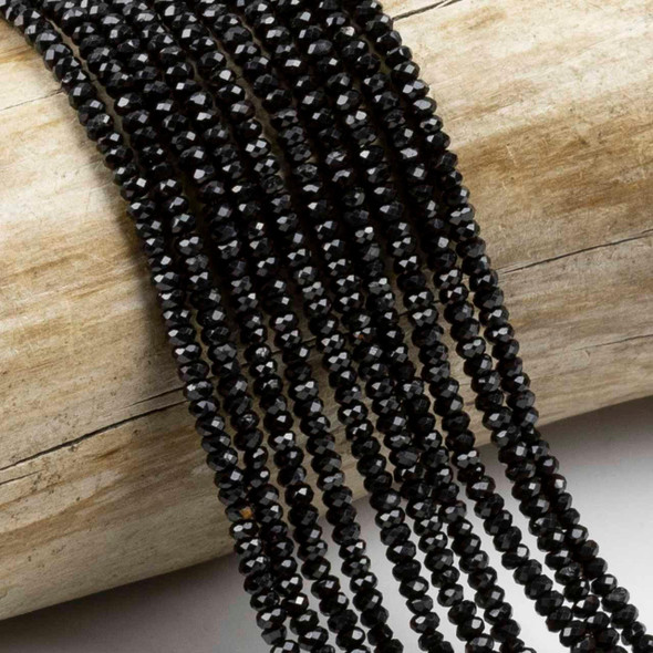 Cherry Tree Beads Black Tourmaline 1.5x2.5mm Faceted Rondelle Beads - 15 inch strand 