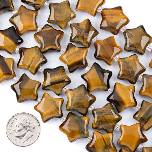 Gemstone 15mm Puffed Star Beads - 8 inch strand