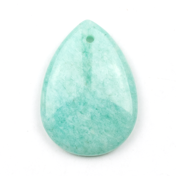 Russian Amazonite 18x25mm Front-to-Back Top Drilled Teardrop Pendant with a Flat Back - 1 per bag