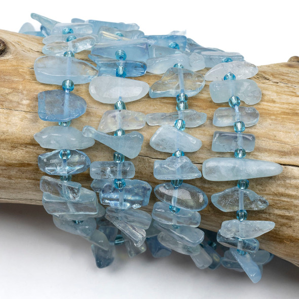 Aquamarine 10-12mm Chip Beads - 15.5 inch strand