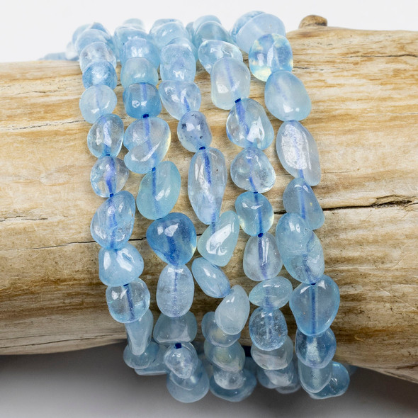 Aquamarine 6-9mm Pebble Beads - 15.5 inch strand