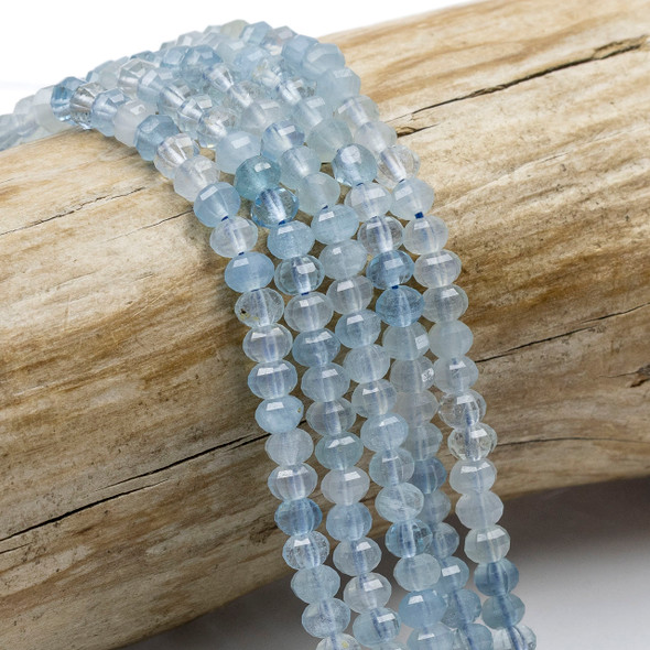 Aquamarine 3x4mm Pumpkin Beads - 15 inch strand