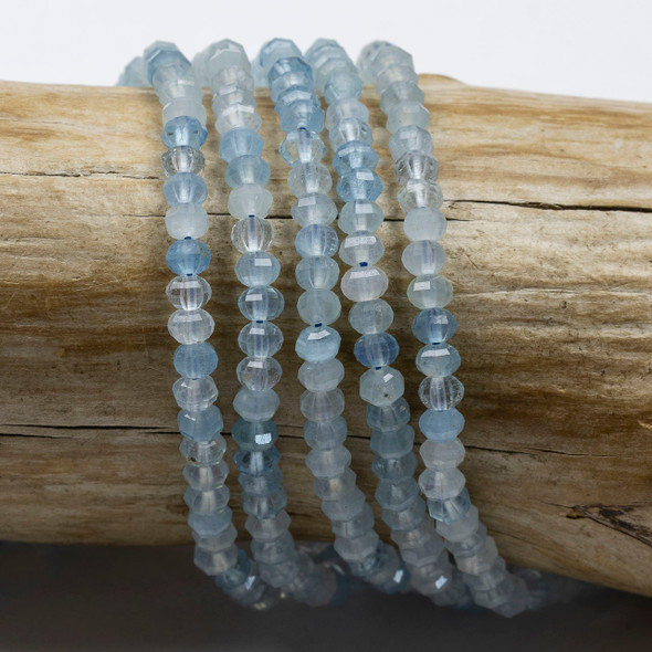 Aquamarine 3x4mm Pumpkin Beads - 15 inch strand