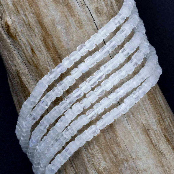 Cherry Tree Beads Blue Moonstone 3mm Faceted Cube Beads - 15 inch strand 