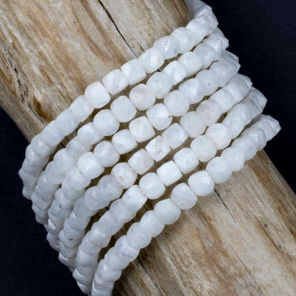 Cherry Tree Beads Blue Moonstone 4mm Faceted Cube Beads - 15 inch strand 