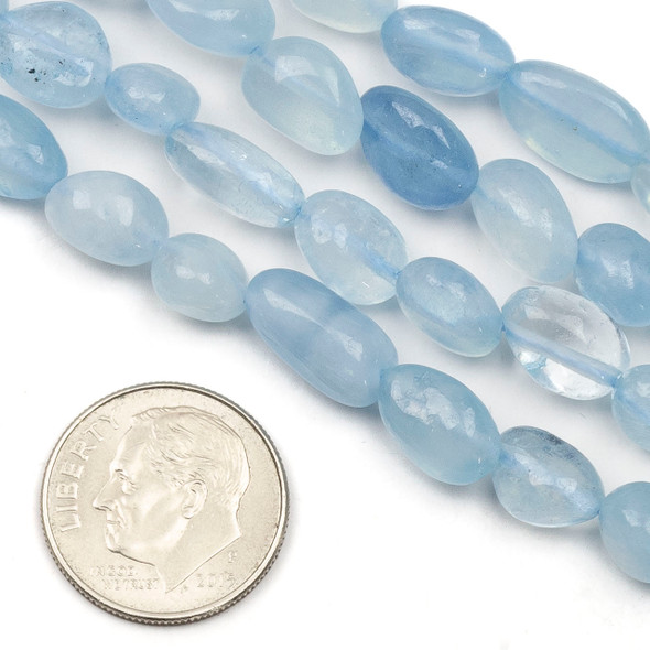 Aquamarine approx. 6x8-7x13mm Pebble Beads -15 inch strand