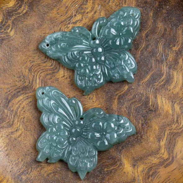 Cherry Tree Beads Jadeite 27x39mm Butterfly Pendant - 1 per bag 