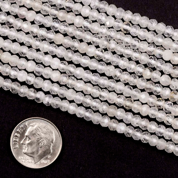 BOGO Clear Quartz 3x4mm Faceted Rondelle Beads - 15 inch strands