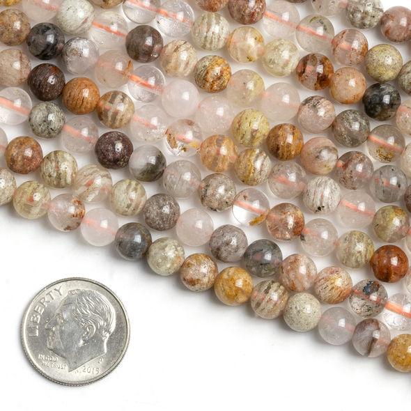 Thousand Layer Quartz 6mm Round Beads - 15 inch strand