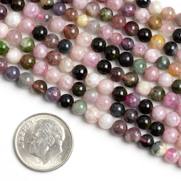 Rainbow Tourmaline 4mm Round Beads - 15 inch strand