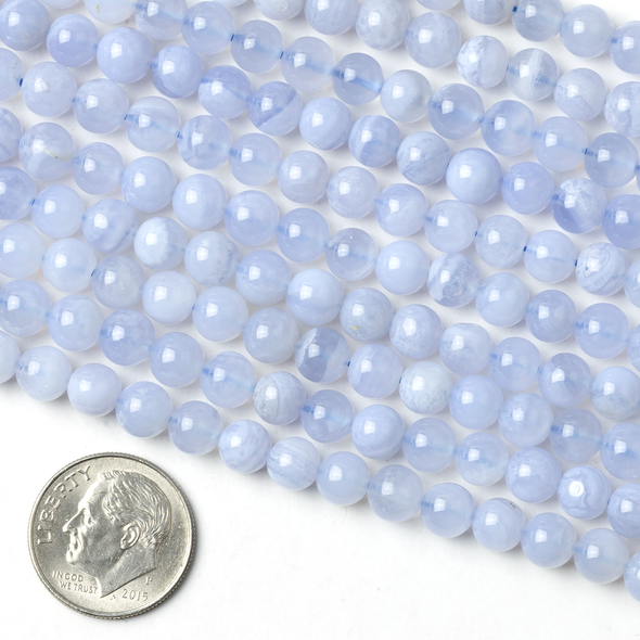 Blue Lace Agate 6mm Round Beads - 15 inch strand
