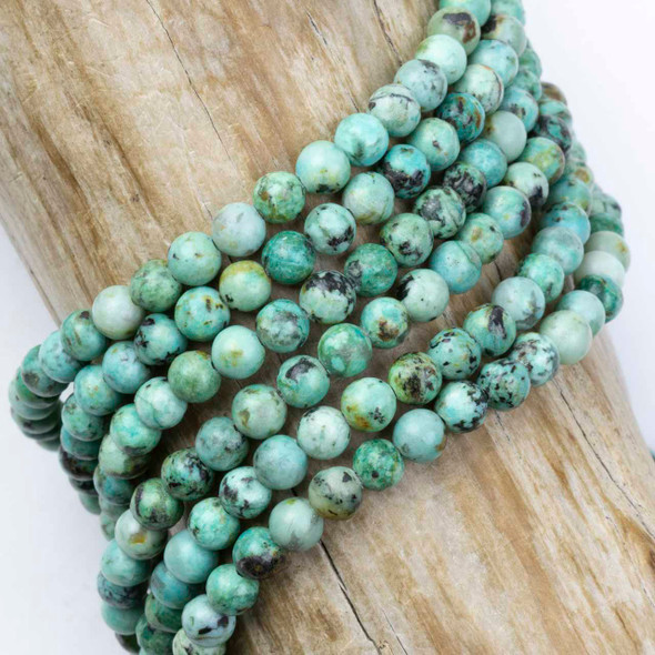 African Turquoise Grade A 4mm Round Beads - 15 inch strand