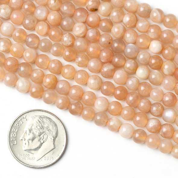 Cherry Tree Beads Peach Moonstone 4mm Round Beads - 15 inch strand 