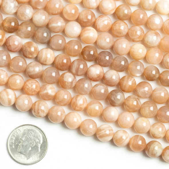 Cherry Tree Beads Peach Moonstone 7mm Round Beads - 15 inch strand 