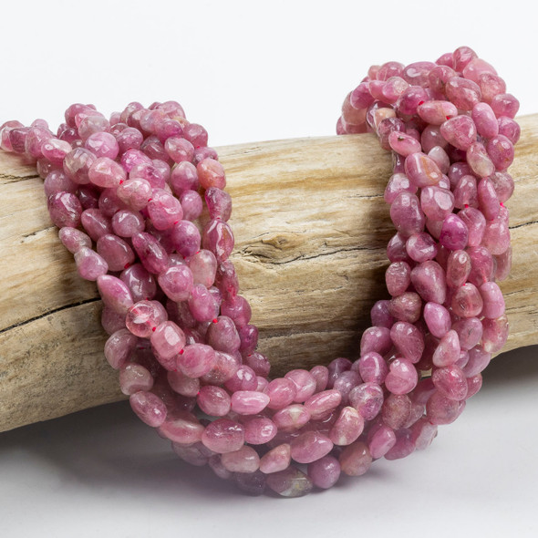 Pink Tourmaline 5-8mm Pebble Beads - 15 inch strand