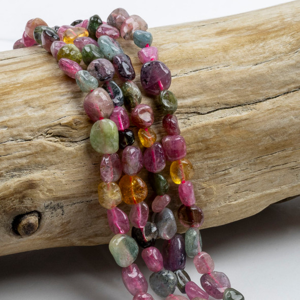 Rainbow Tourmaline 5-8mm Pebble Beads - 15 inch strand