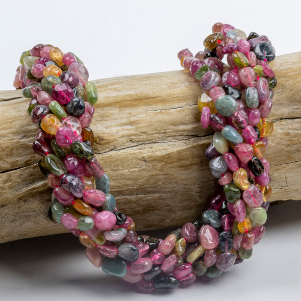 Rainbow Tourmaline 5-8mm Pebble Beads - 15 inch strand