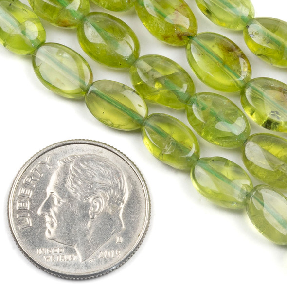 Peridot 6x9mm Oval Beads - 8 inch strand
