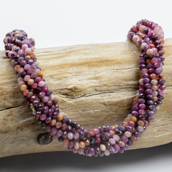 Natural Ruby 2x3mm Faceted Rondelle Beads - 15 inch strand